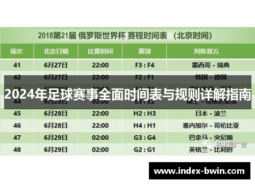 2024年足球赛事全面时间表与规则详解指南